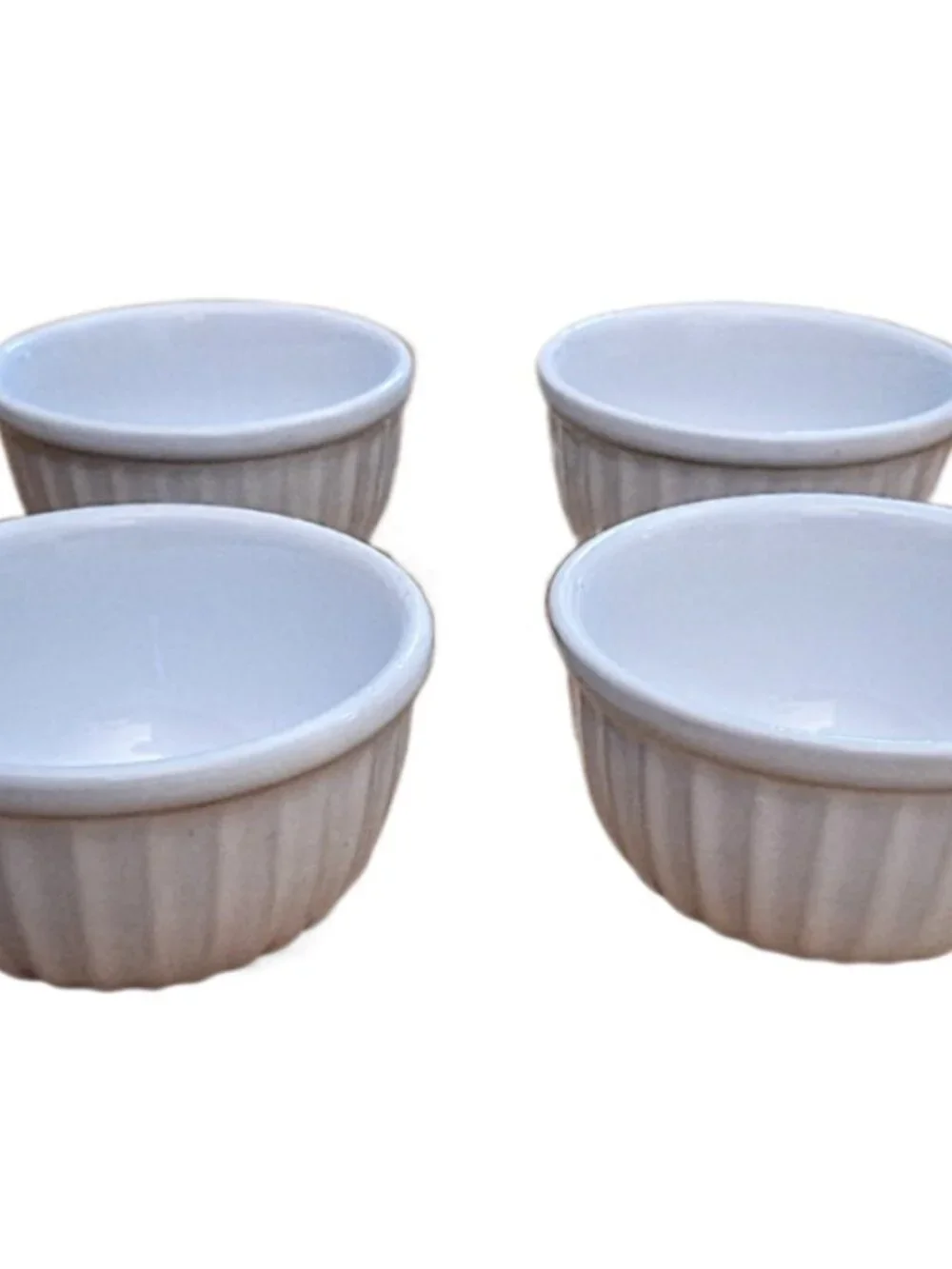 Primagera Portugal Fluted Ceramic 6oz Ramekin Bowls Set of 4